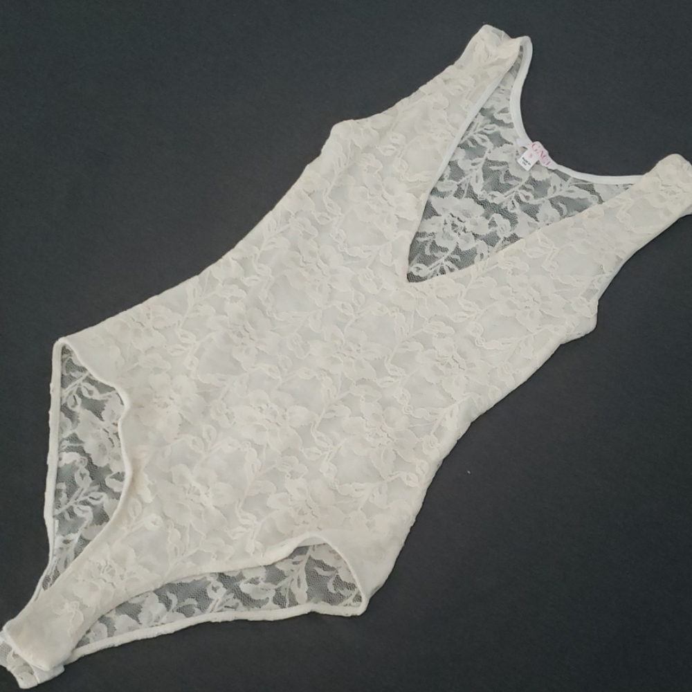 A'gaci White Bodysuit, Size Small